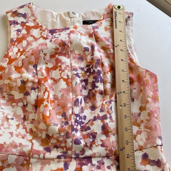 Ann Taylor Dress Size 2 Petite Orange Pink Purple Sheath Sleeveless Party - Picture 4 of 7